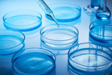 Science laboratory with beaker and dropper