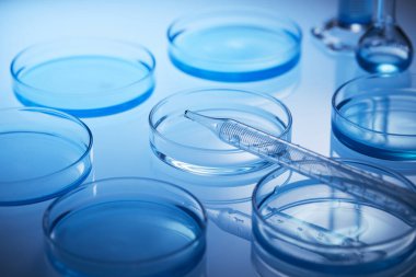 Science laboratory with beaker and dropper