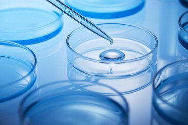 Science laboratory with beaker and dropper