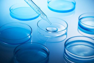 Science laboratory with beaker and dropper