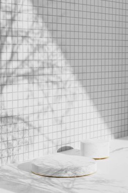 Simple monotone background with vases, tree shadows and natural light.