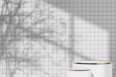 Simple monotone background with vases, tree shadows and natural light.