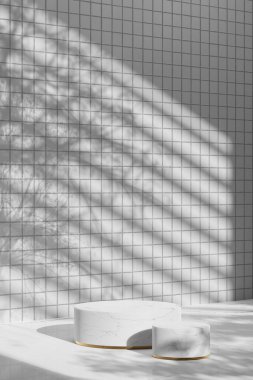 Simple monotone background with vases, tree shadows and natural light.