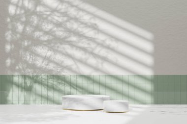 Simple monotone background with vases, tree shadows and natural light.