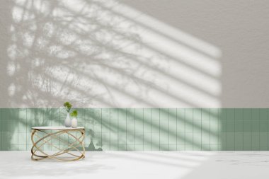 Simple monotone background with vases, tree shadows and natural light.
