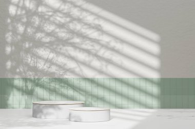 Simple monotone background with vases, tree shadows and natural light.