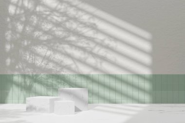 Simple monotone background with vases, tree shadows and natural light.