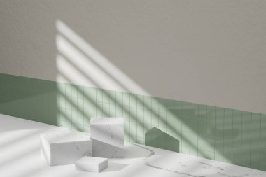 Simple monotone background with vases, tree shadows and natural light.