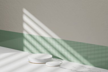 Simple monotone background with vases, tree shadows and natural light.