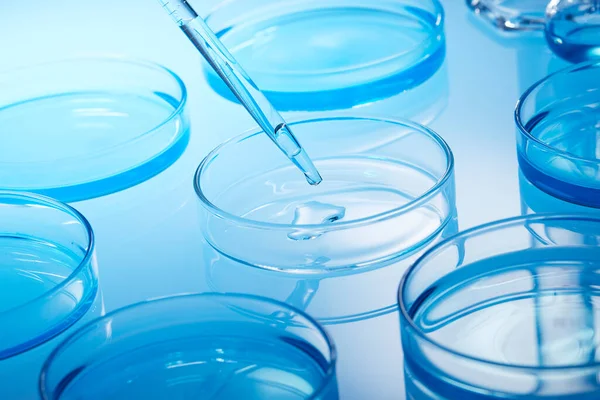 Science laboratory with beaker and dropper