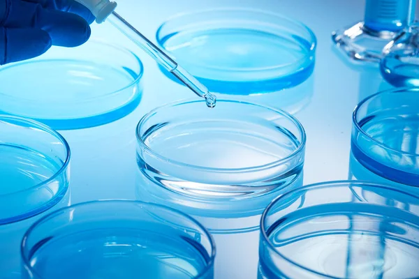 Science laboratory with beaker and dropper