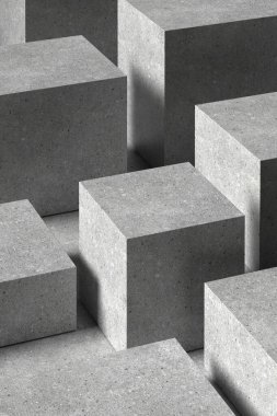 Çeşitli tasarım kullanımları için uygun bir beton kare podyum.