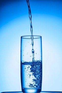 Beyaz arkaplanda bir bardak suyla su sıçrıyor