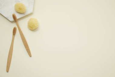 Beyaz arkaplanda fırçalar ve diş fırçaları.