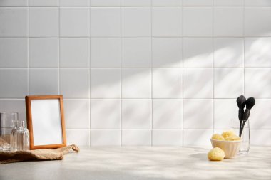 Modern mutfak iç mimarisi. 3d oluşturma..