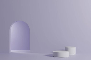 Ürün görüntüleme arkaplanı ile 3d en az soyut podyum sahnesi oluşturuluyor.