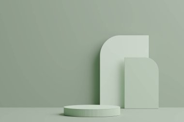 3D görüntüleme. Soyut arkaplanı olan podyum.