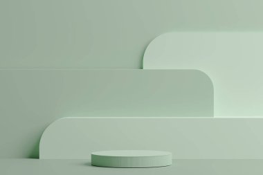 Podyum ve podyum arka planlı soyut sahne. Sunum arkaplanı, 3 boyutlu görüntüleme. 3 Boyutlu Hazırlama