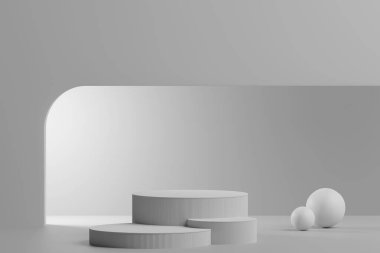 3 boyutlu görüntüleme. Minimum geometrik arkaplan. 3 boyutlu görüntüleme. ürün sergisi. Soyut sahne. Geometrik şekiller.