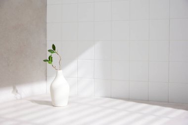 Banyo arka planında çeşitli aksesuarlar.