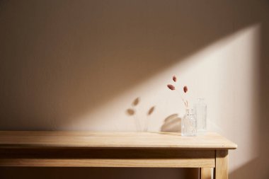 Sıcak öğle güneşinde sonbahar atmosferi olan çeşitli aksesuarlar..