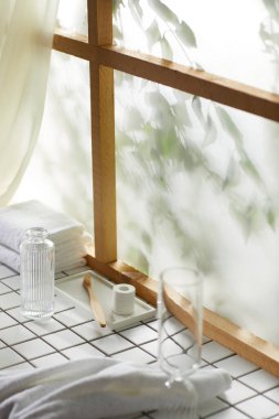 Öğleden sonra güneşinde yeşil yaprakların manzarası.