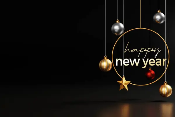 Yılbaşı balosu ve kar taneleriyle mutlu yıllar kartı.