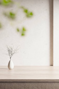 Tasarımlarında kullanabileceğin, gölgeleme açısından zengin bir arka plan. Dokulu duvarlar ve podyum, güneş ışığı altında..