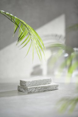 Penceresinden güneş ışığı geçen çeşitli aksesuarları olan gri renkli bir fayans..