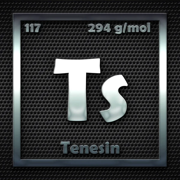 Elemento Químico Contenido Tabla Periódica Elementos Denominados Tenesina Atómica — Foto de Stock