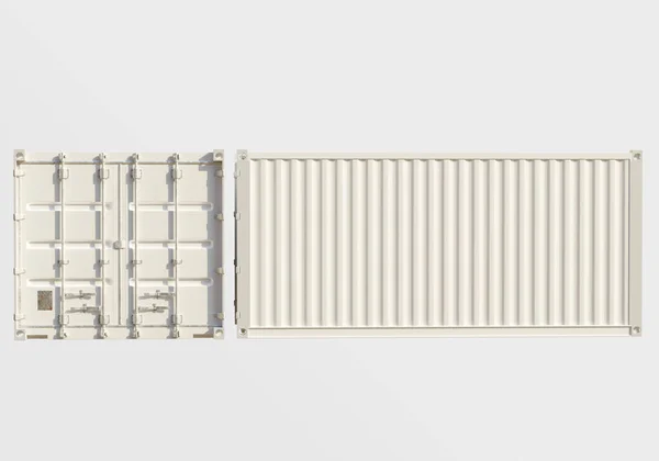 Shipping container packages rendered by 3D software that are white without writing so they are very easy to edit using raster-based editing software