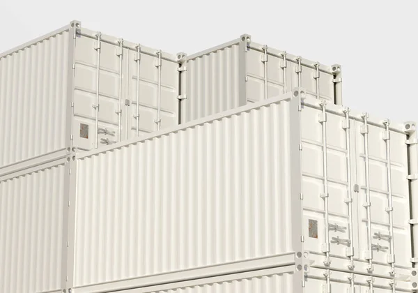 Shipping container packages rendered by 3D software that are white without writing so they are very easy to edit using raster-based editing software