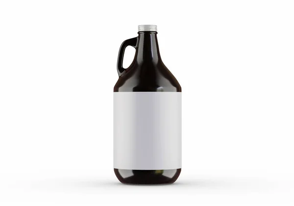 Kahverengi Bira Şişeleri Beyaz Etiketli Yazılım Kullanılarak Üretildi — Stok fotoğraf