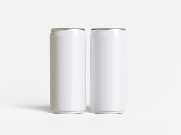 苏打水饮料的包装采用三维软件 与现实世界中相同的白色 — 图库照片
