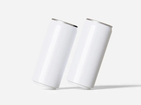苏打水饮料的包装采用三维软件 与现实世界中相同的白色 — 图库照片