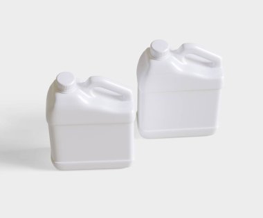 Beyaz arkaplanda izole edilmiş beyaz plastik kutu