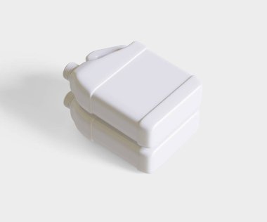 Beyaz arkaplanda izole edilmiş beyaz plastik kutu