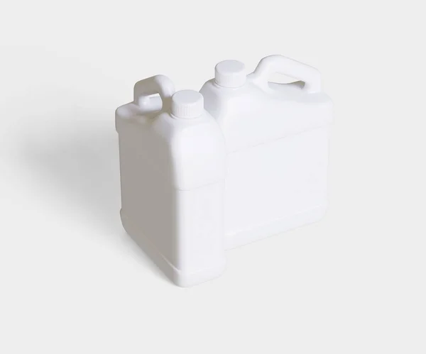 Φωτο Λευκό Πλαστικό Κάνιστρο Απομονωμένο Λευκό Φόντο — Φωτογραφία Αρχείου