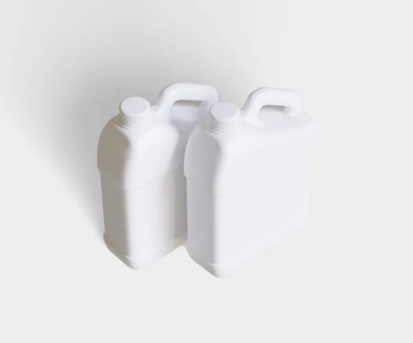 Foto Lata Plástico Branco Isolado Fundo Branco — Fotografia de Stock