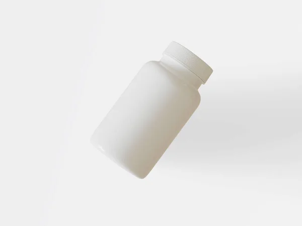 Píldora Botella Suplemento Color Blanco Blanco — Foto de Stock