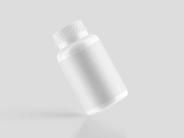 Таблетки Суплемент Бутылку Белого Цвета Пустой — стоковое фото
