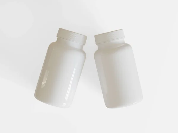 Pillola Supplemento Bottiglia Colore Bianco Bianco — Foto Stock
