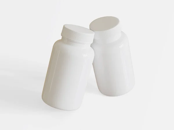 Píldora Botella Suplemento Color Blanco Blanco — Foto de Stock
