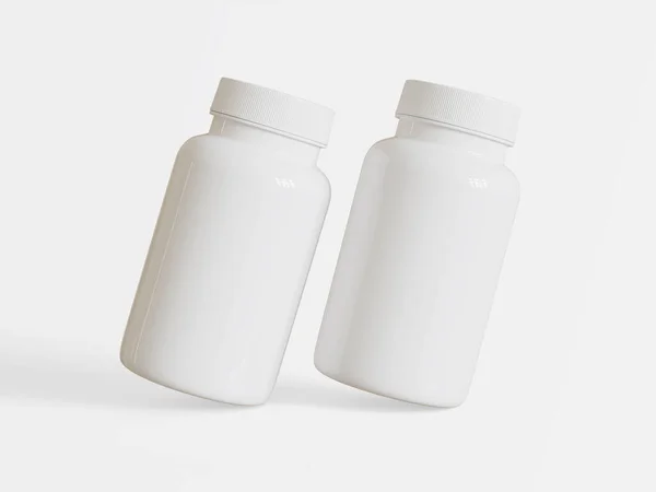 Pilule Supplément Bouteille Couleur Blanche Blanc — Photo