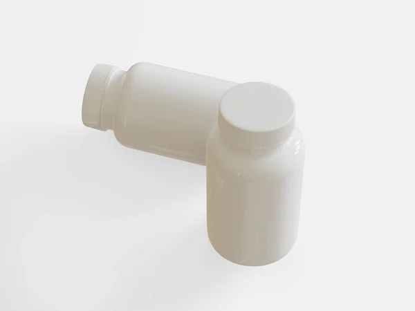 Таблетки Суплемент Бутылку Белого Цвета Пустой — стоковое фото