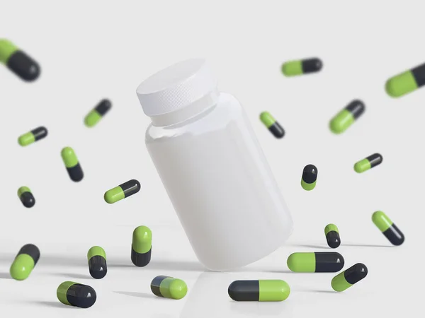 Pille Oder Suplementflasche Weiße Farbe Und Leer — Stockfoto