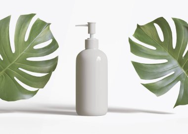 3 boyutlu yazılımla gerçek gibi görünen beyaz renkli bir kozmetik şişesi projenizi tamamlamak için bu kozmetik şişesi kullanılabilir.