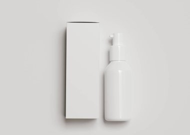 3 boyutlu yazılımla gerçek gibi görünen beyaz renkli bir kozmetik şişesi projenizi tamamlamak için bu kozmetik şişesi kullanılabilir.