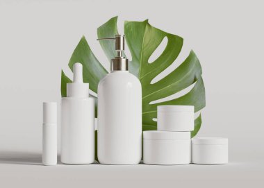 3 boyutlu yazılımla gerçek gibi görünen beyaz renkli bir kozmetik şişesi projenizi tamamlamak için bu kozmetik şişesi kullanılabilir.