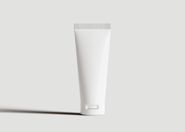 3 boyutlu yazılımla gerçek gibi görünen beyaz renkli bir kozmetik şişesi projenizi tamamlamak için bu kozmetik şişesi kullanılabilir.